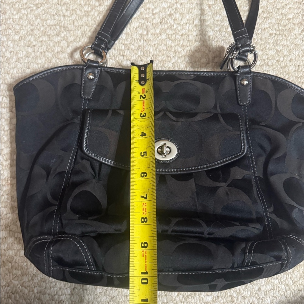 Coach Black Shoulder Bag with Monogram Pattern